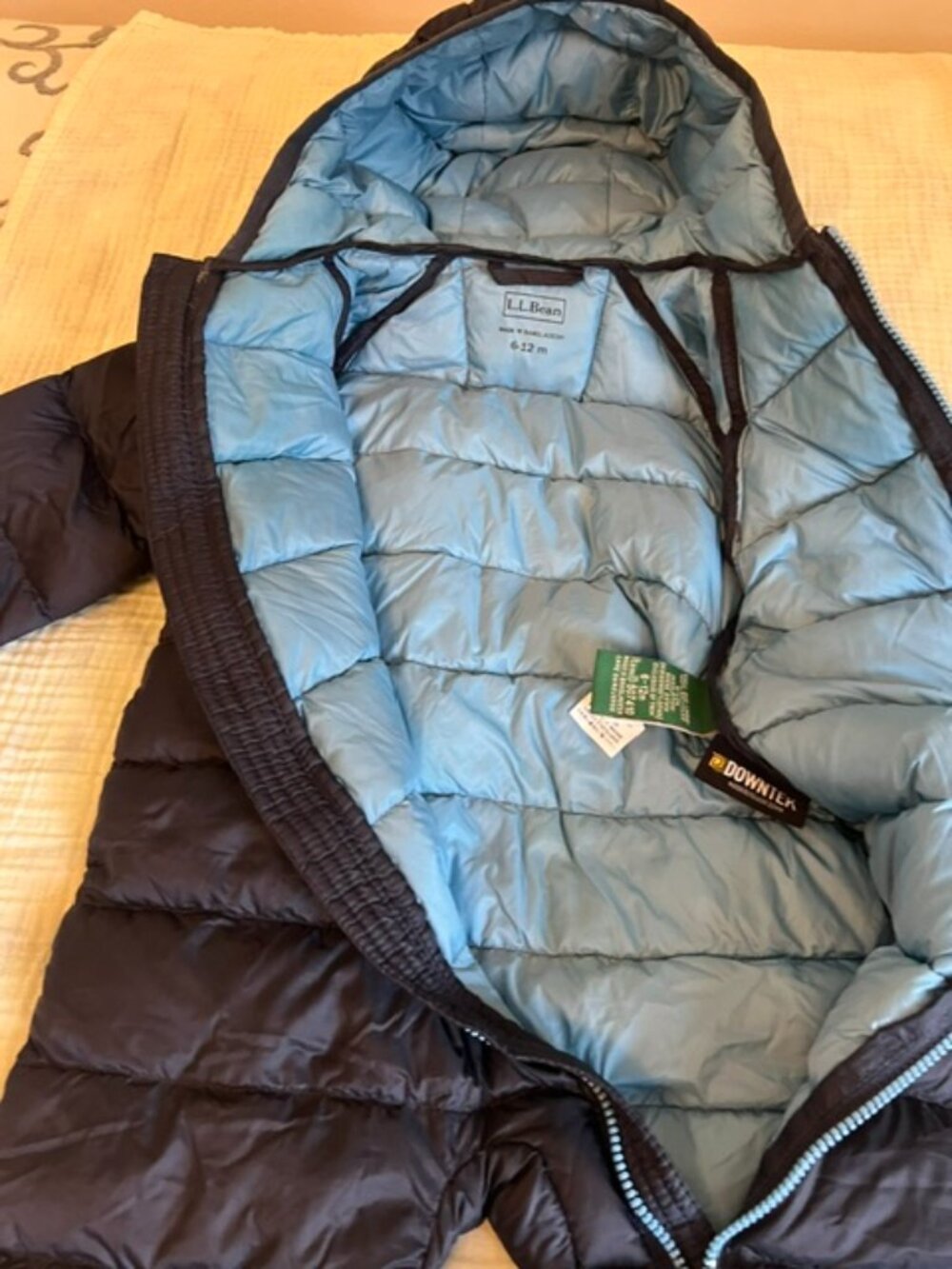 LL Bean Downtek 650 Down Bunting Navy Blue Baby Snowsuit 6-12 Months